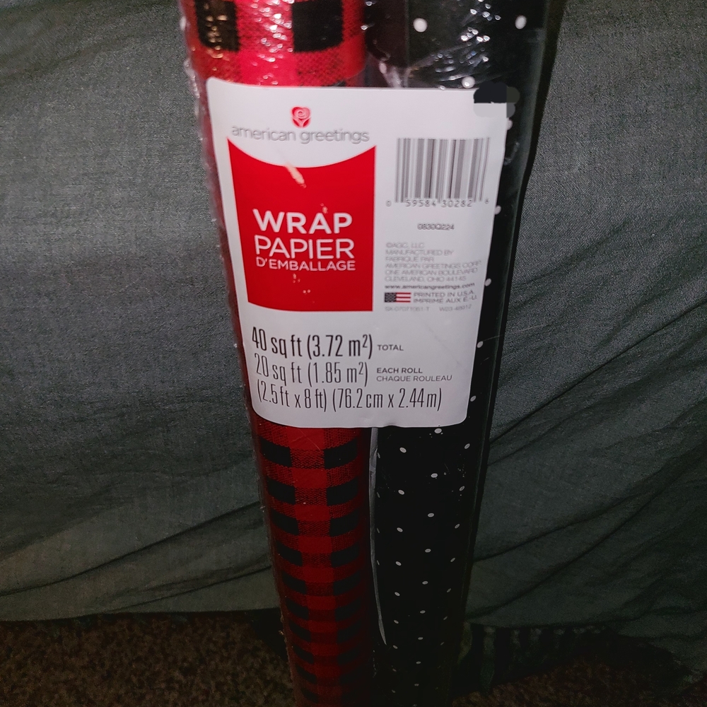 American Greetings Plaid and Polka Dot Gift Wrap